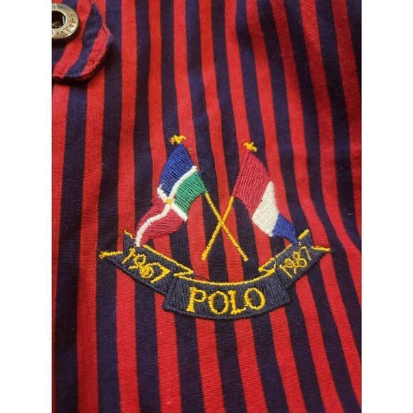 Vintage Polo Ralph Lauren Jacket Men's XL Navy Red Pinstripe Cross Flags 1987 - Picture 5 of 5